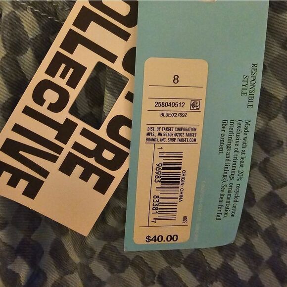 NWT FUTURE COLLECTIVE Straight Leg Checkered Denim Pant - Size 8 - Picture 11 of 12